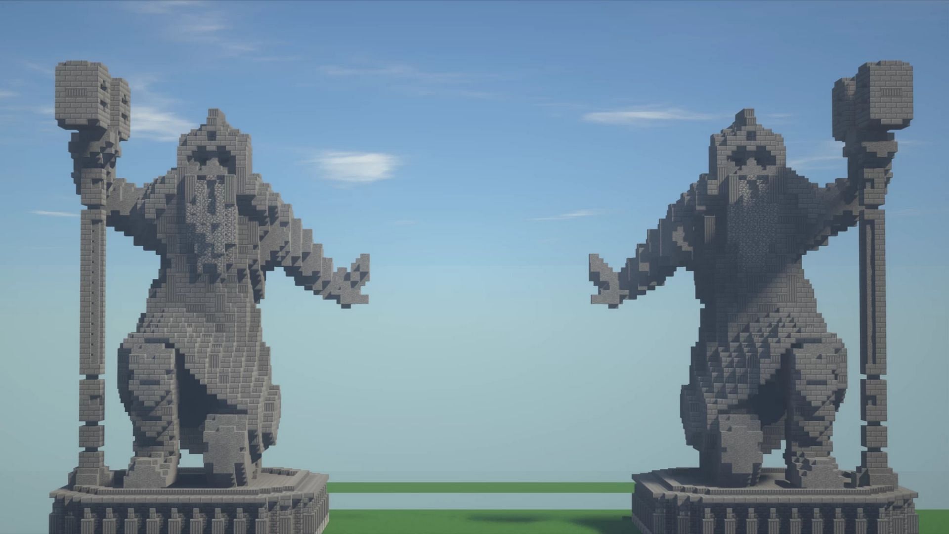 Dwarven statues will look magnificent near a mountain base (Image via PlanetMinecraft/Nishisumi)