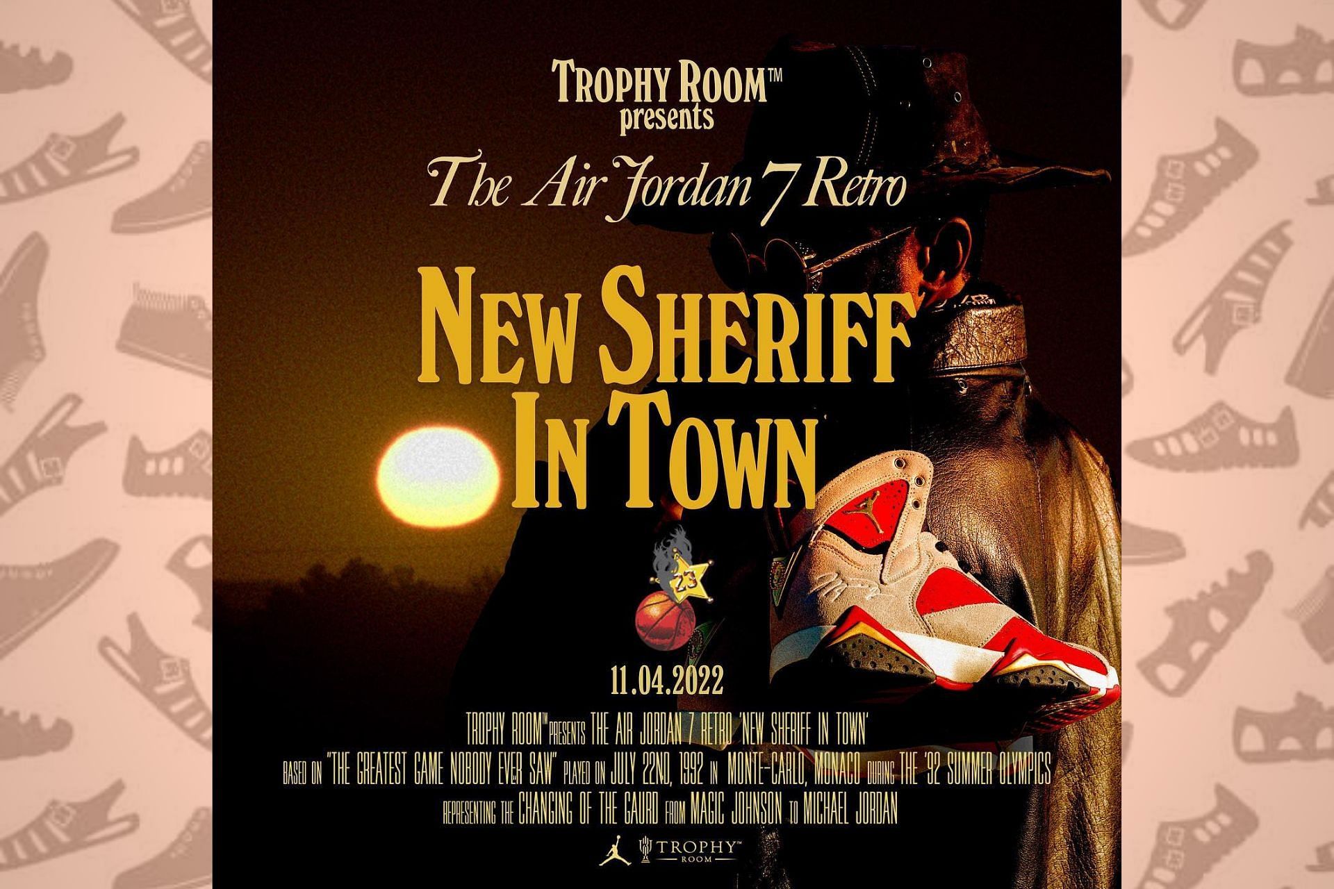 Trophy Room x Air Jordan 7 &quot;New Sheriff in Town&quot; collab (Image via @trophyroomstore / Instagram)