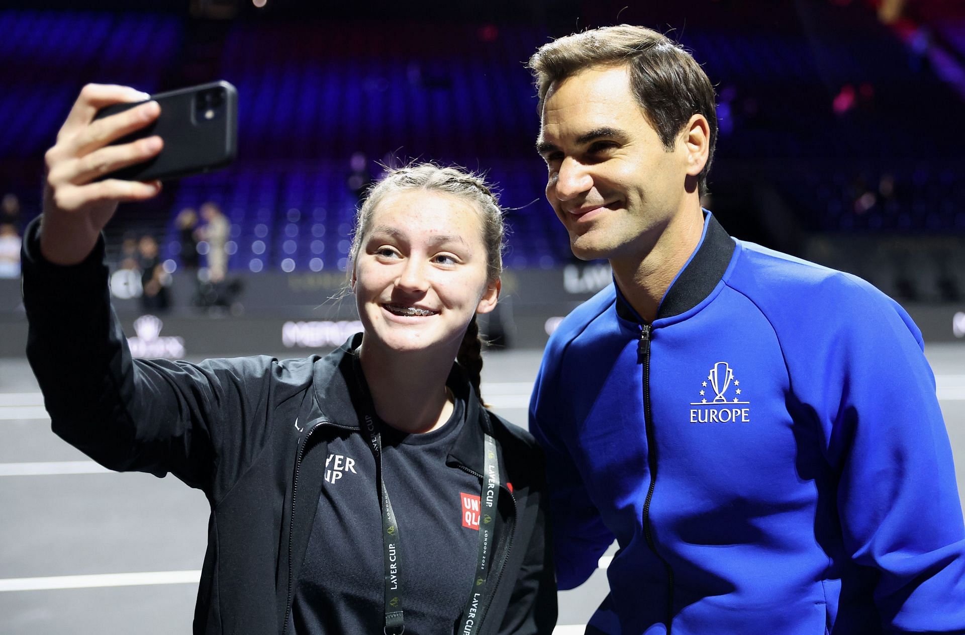 Roger Federer (right) at the 2022 Laver Cup in London.