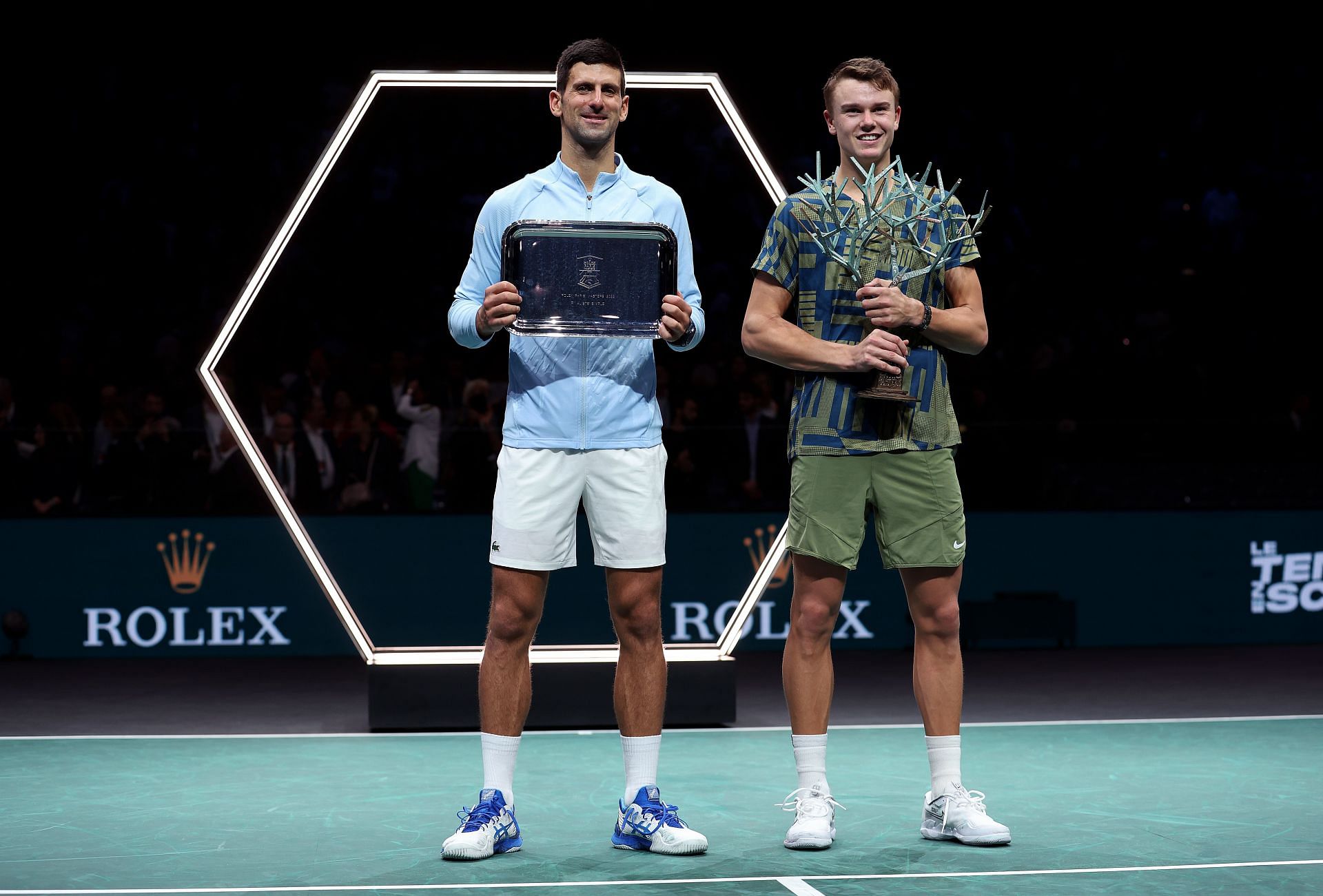 Djokovic and Rune at the Rolex Paris Masters