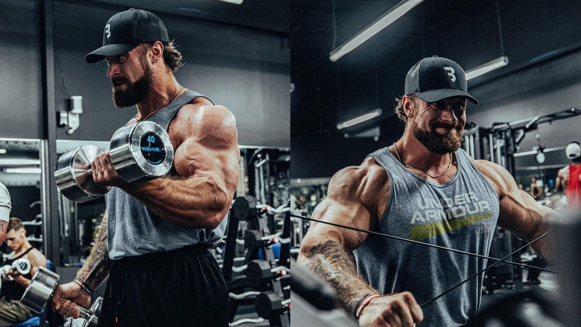Chris Bumstead Trains Arms WIth FST-7 (Image via Instagram @cbum)