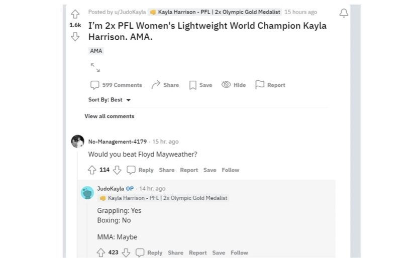 Kayla Harrison Reddit Answer