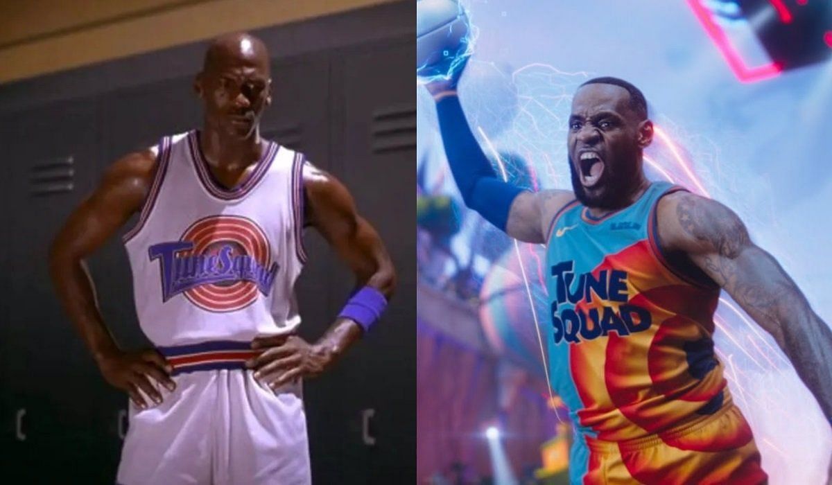 Michael Jordan and LeBron James in their respective &quot;Space Jam&quot; movies [Source: Culturaocio]