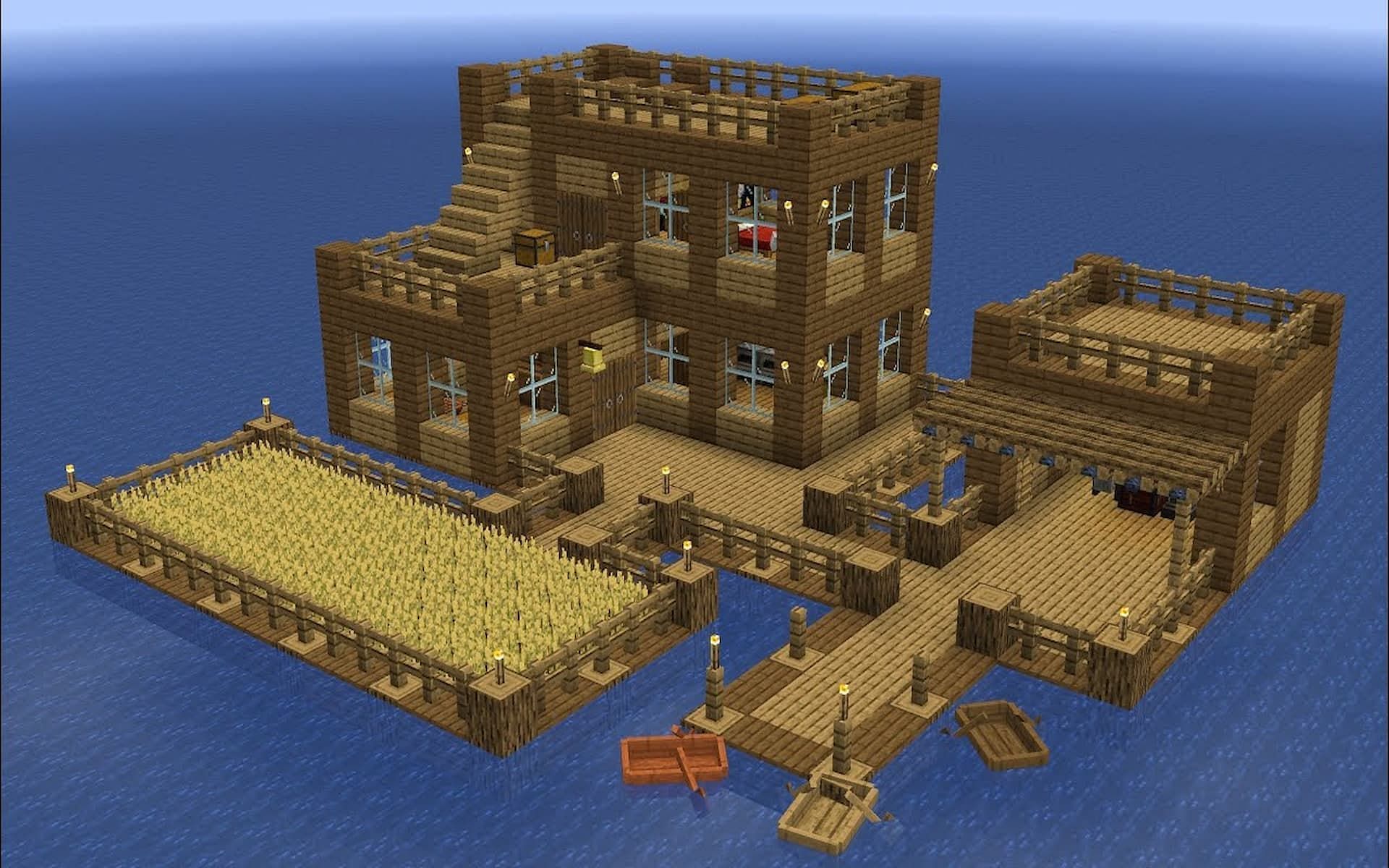 Ocean builds can be a great way to stay safe in Minecraft (Image via YouTube/Shock Frost)