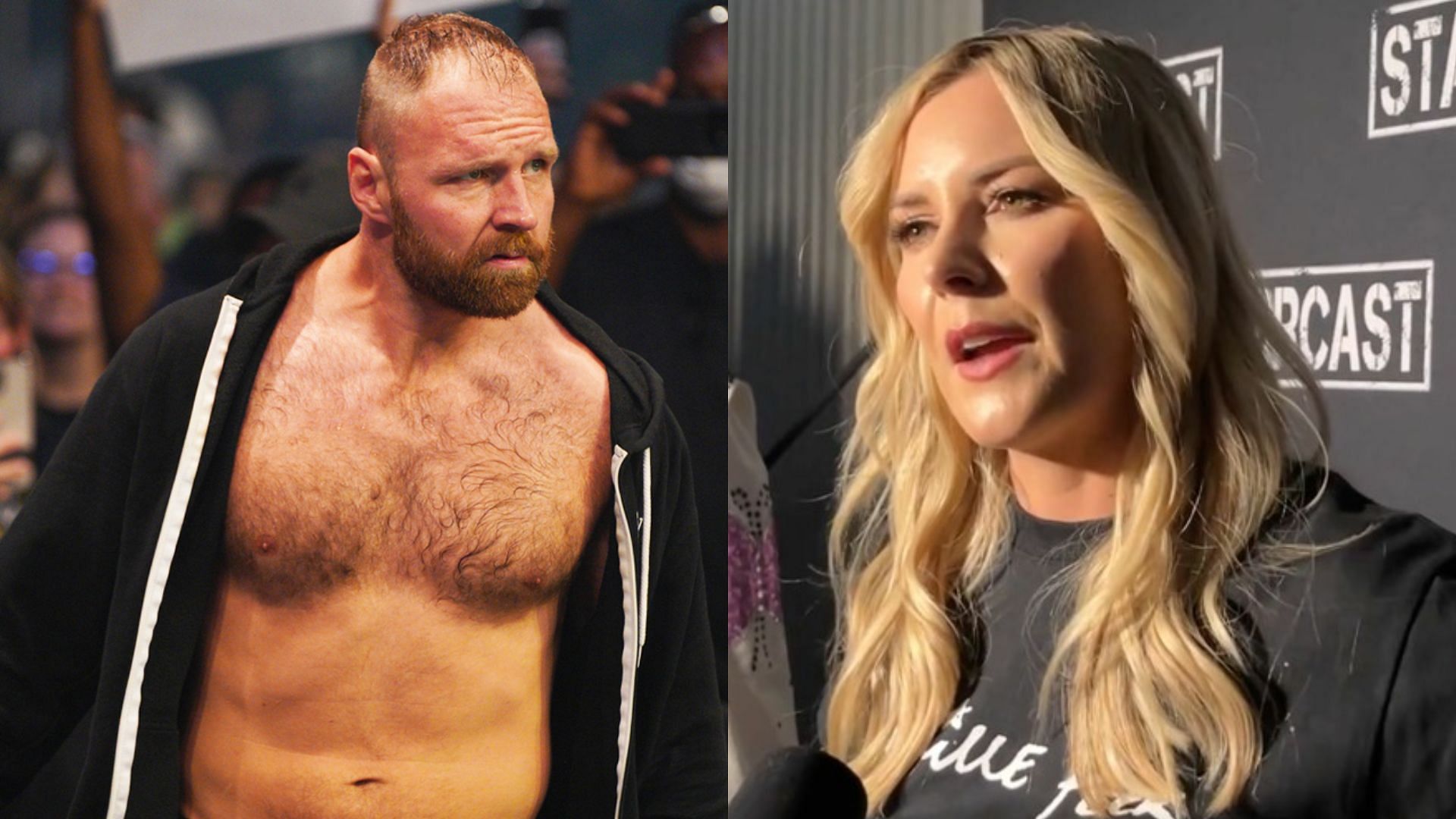 Jon Moxley (left) and Renee Paquette (right).