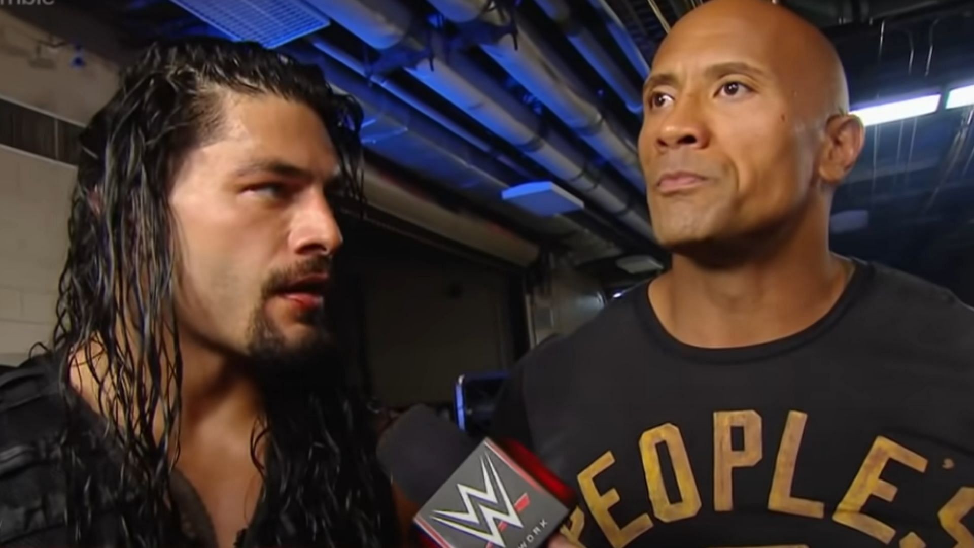 Roman Reigns (left) and The Rock (right)