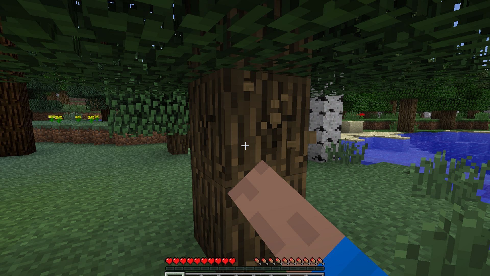 Once you spawn, start punching trees (Image via Mojang)