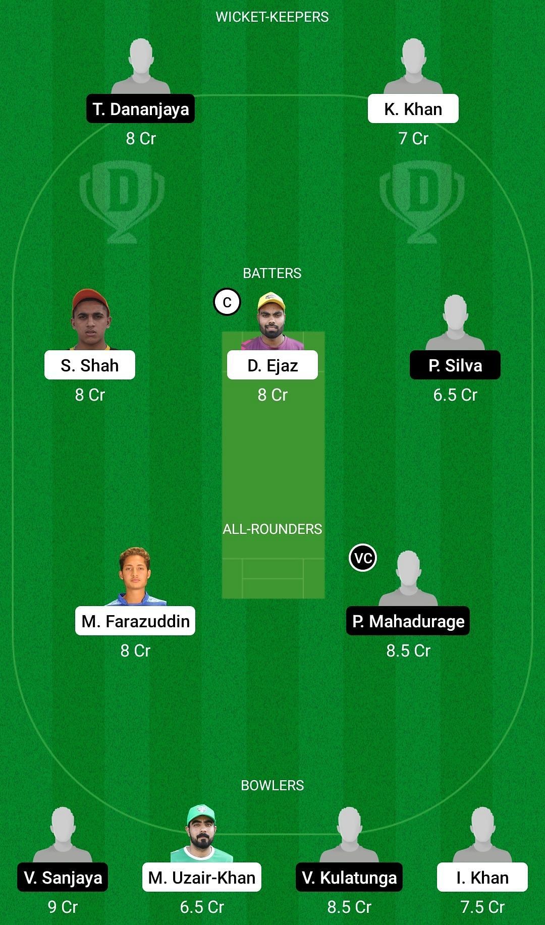 Dream11 Team for Future Mattress vs Sri Lions - CBFS T10 League 2022.