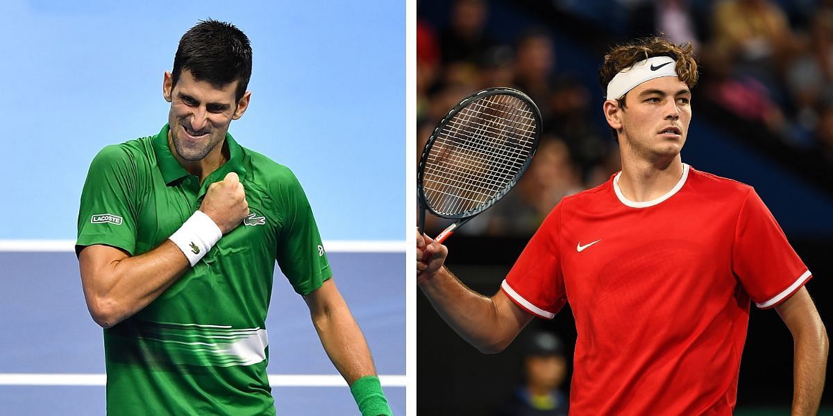 Novak Djokovic (L) and Taylor Fritz (R)