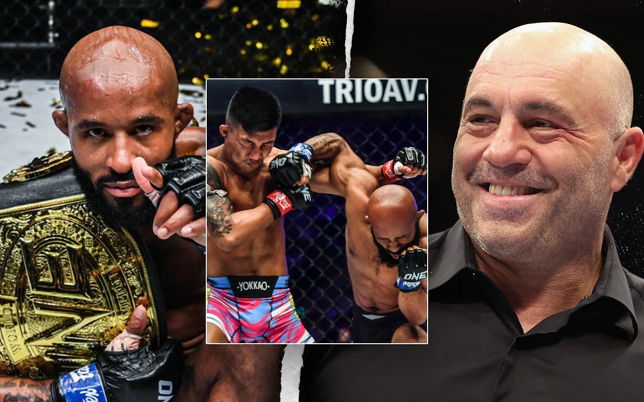 Demetrious Johnson (left), Joe Rogan (right), photo by ONE Championship