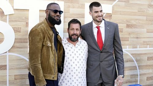 LeBron James, Adam Sandler and Juancho Hernangomez (Photo: Sportico)