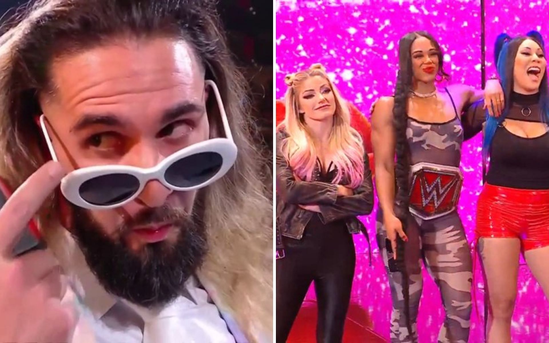 Seth Rollins (left); Bianca Belair found a new team member (right)