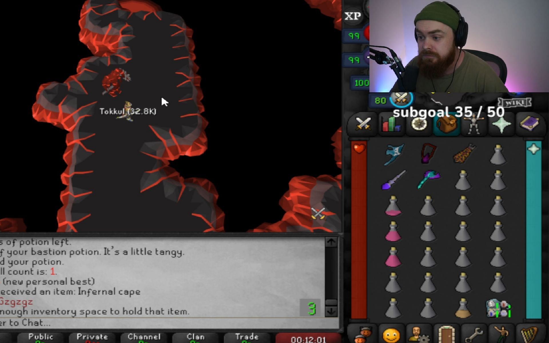 Twitch streamer GingerBeardie faints after defeating a challenging boss in Old School RuneScape (Image via GingerBeardie/Twitch)