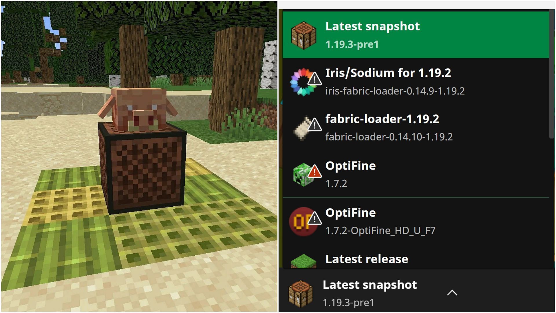 Players can easily download the latest Minecraft 1.19.3 pre-release 1 (Image via Sportskeeda)
