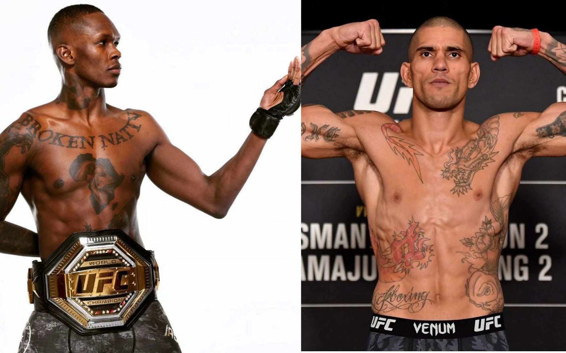 Israel Adesanya (left) and Alex Pereira (right) [Images via: @stylebender and @alexpoatanpereira on Instagram]