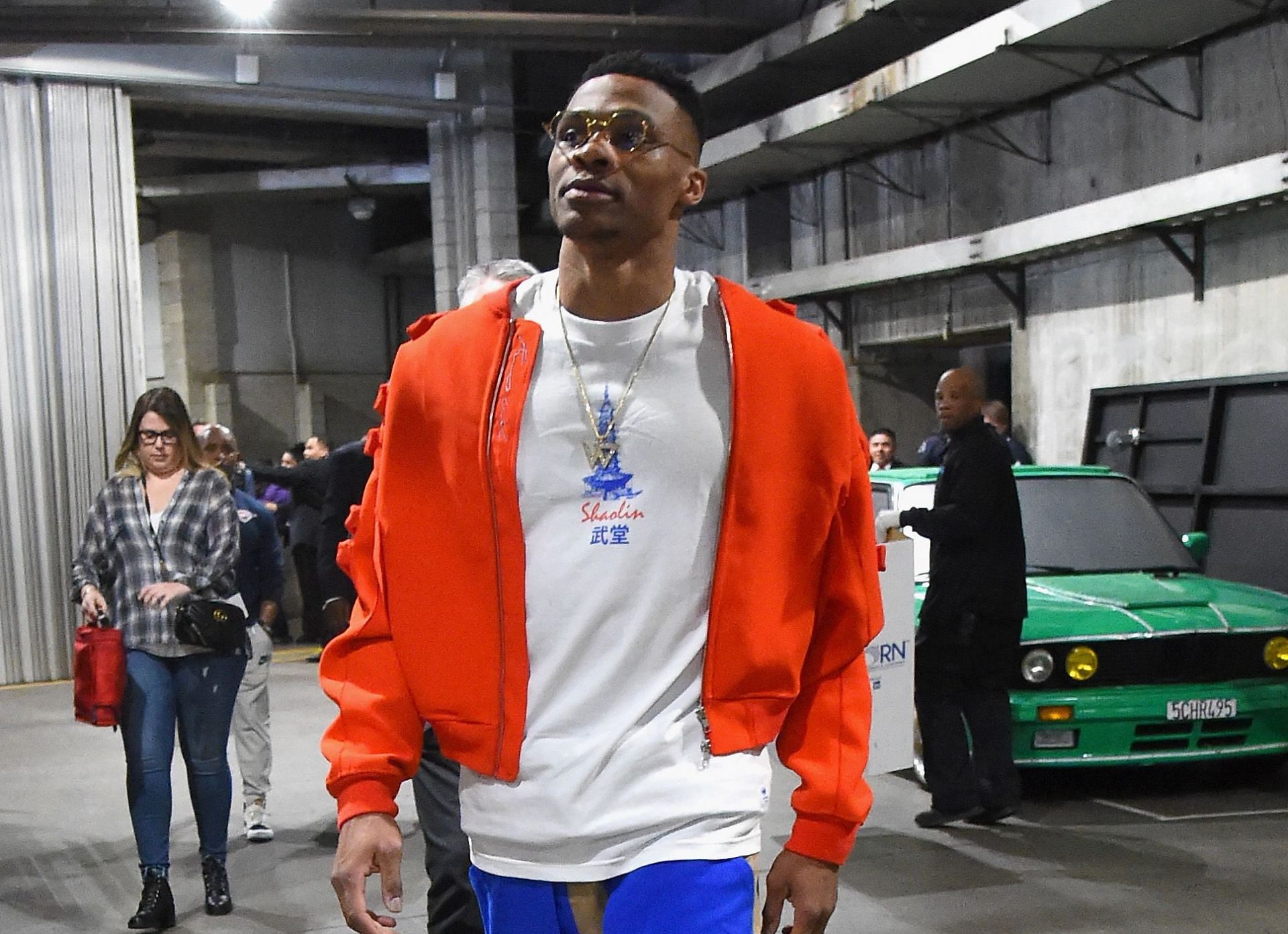 LA Lakers superstar Russell Westbrook arrives for a game