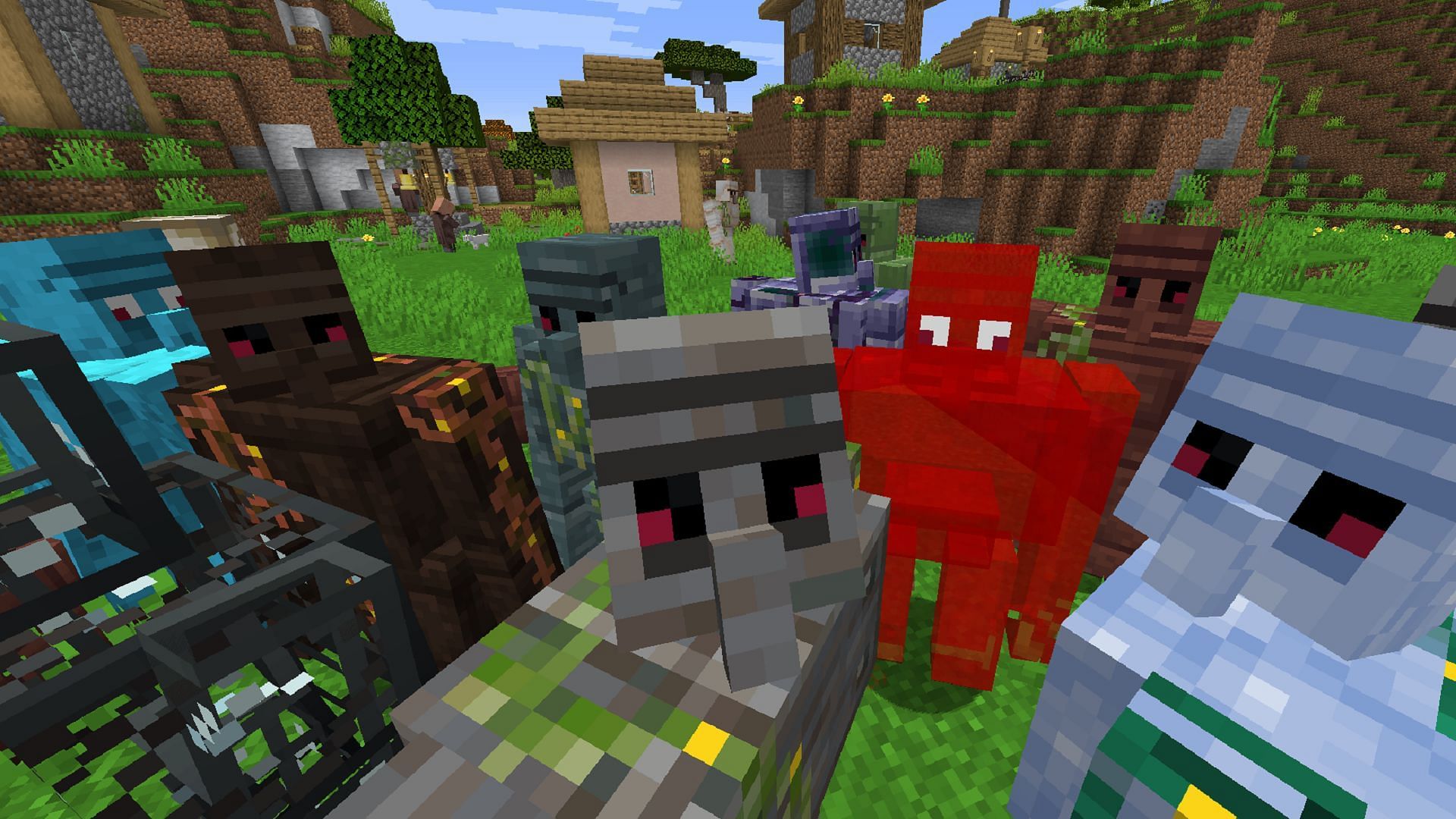 Various golems created by combining the Quark and Extra Golems mods (Image via skyjay1/CurseForge)