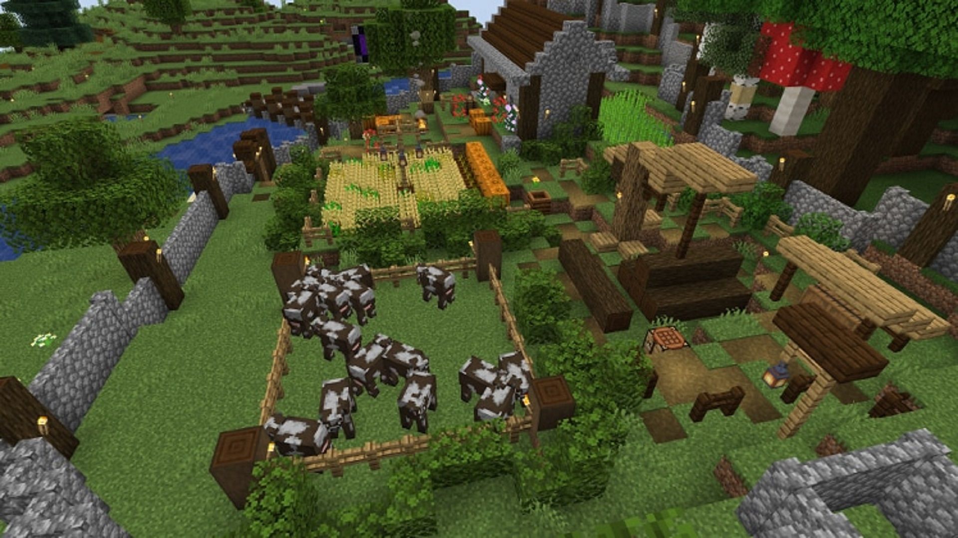 A well-established survival base in Minecraft (Image via Mojang)