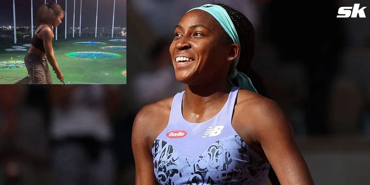Coco Gauff practices golf with friends in Miami