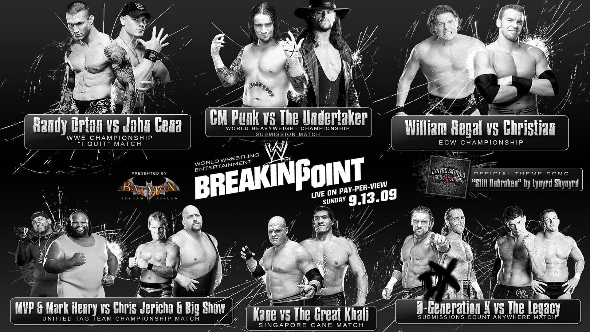 WWE Breaking Point was a one-off event that took place in September 2009.