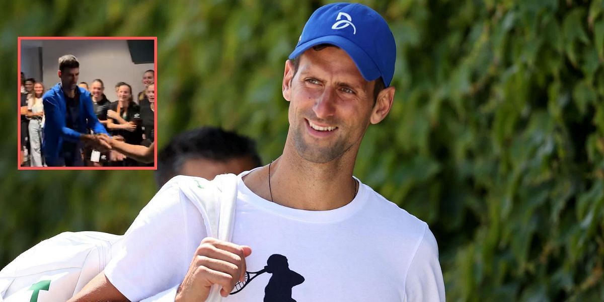 Novak Djokovic plays ping-pong with ball kids at Paris Masters (inset).