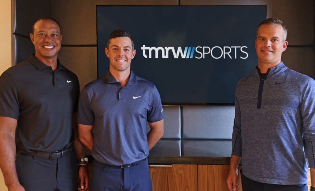 Tiger Woods, Rory McIlroy, and Mike McCarley (Image via TMRW Sports)