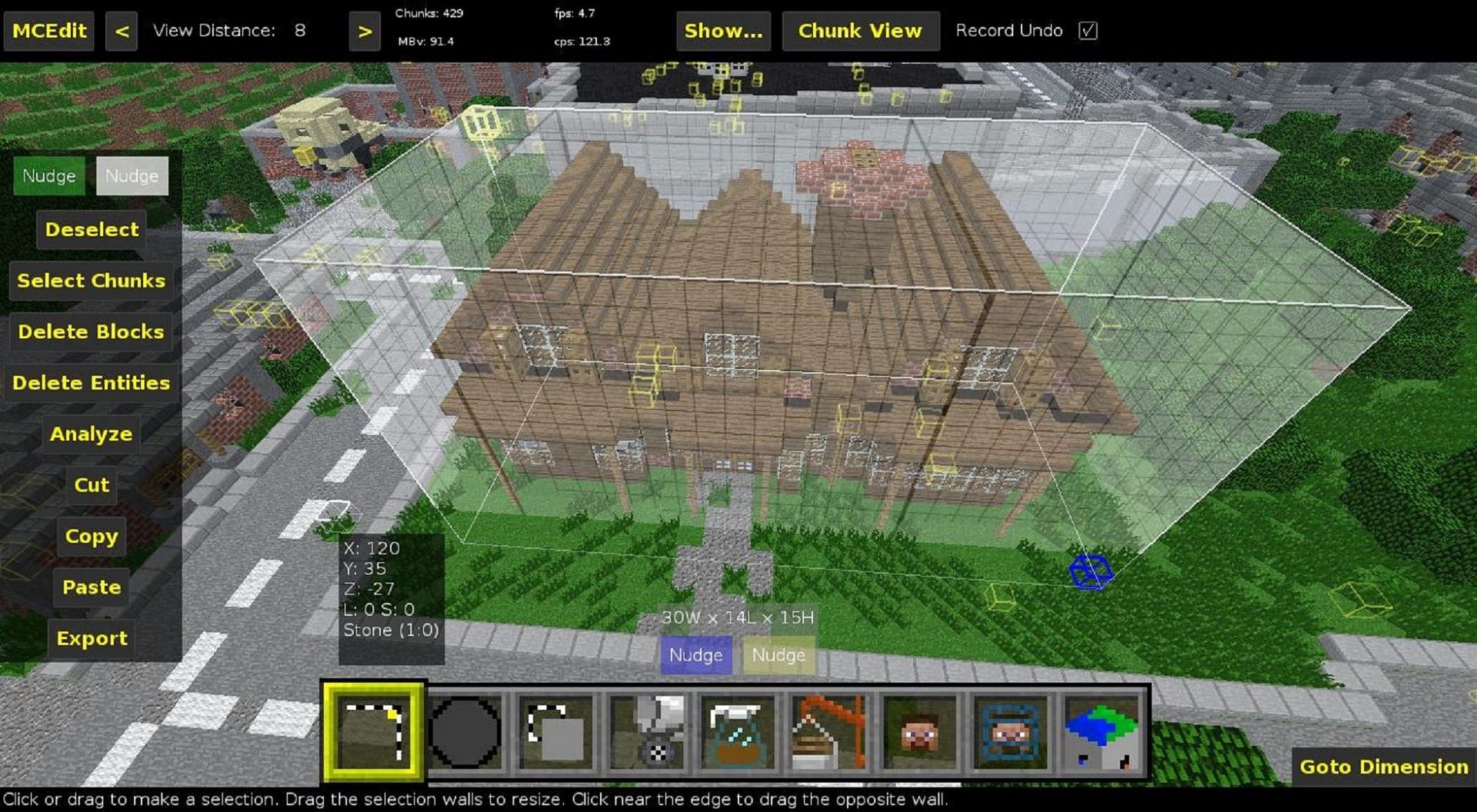 A structure schematic being placed in the Minecraft program MCedit (Image via Minetest Forums)