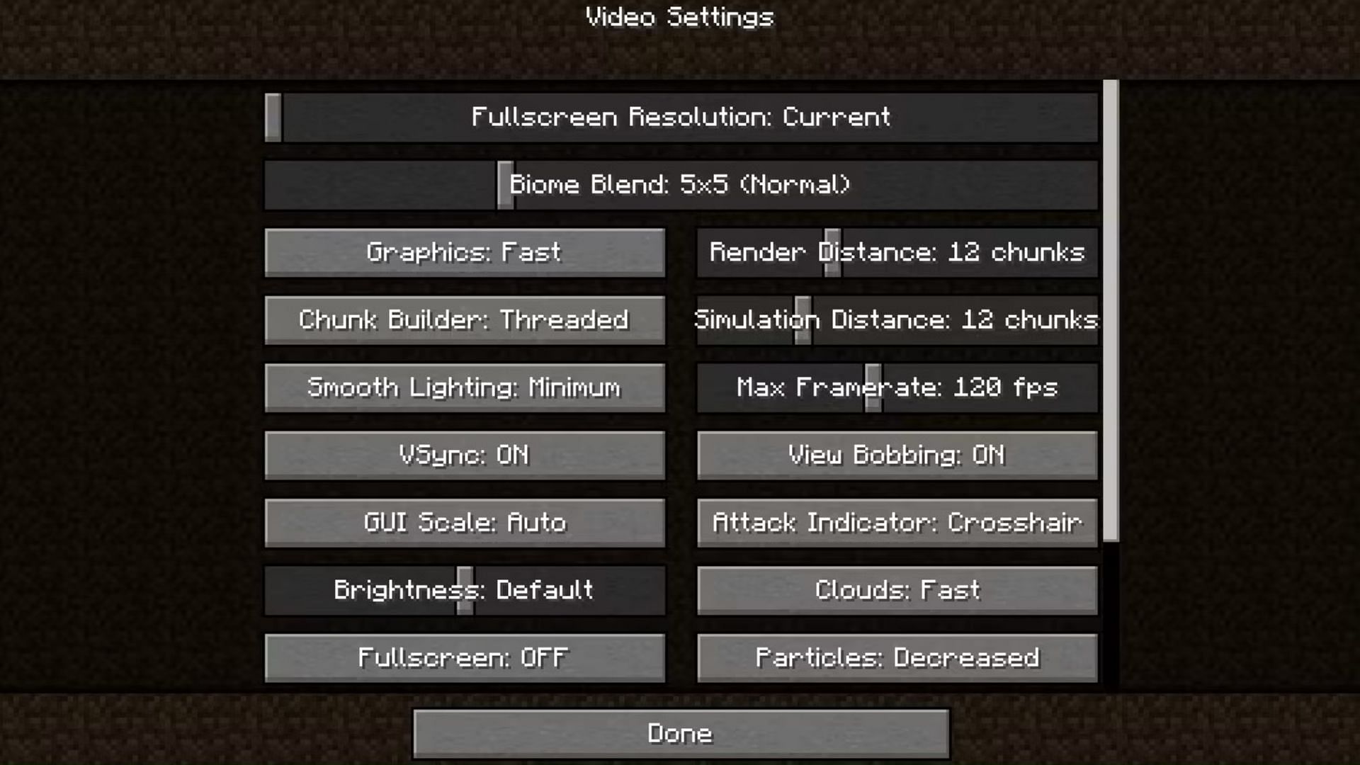 Disable &#039;Advanced OpenGL&#039; in Minecraft&#039;s video settings (Image via Mojang)