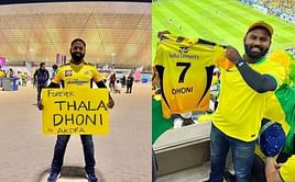 MS Dhoni fan makes his presence felt at FIFA World Cup 2022