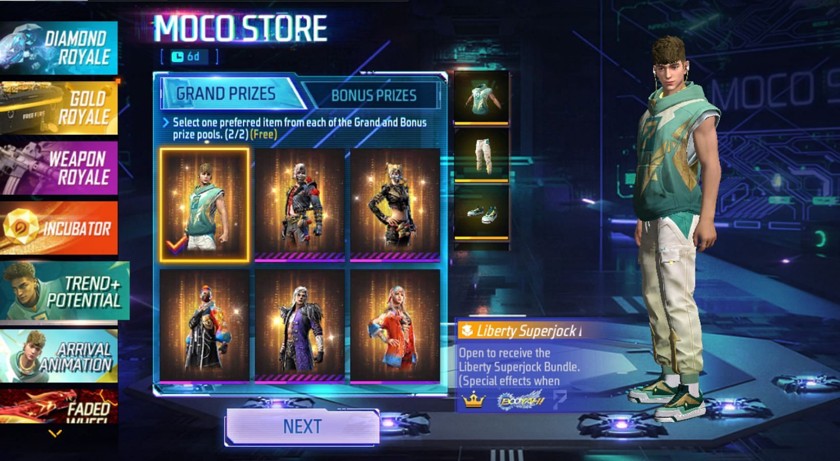 Costume bundles in the Grand Prizes section (Image via Garena)