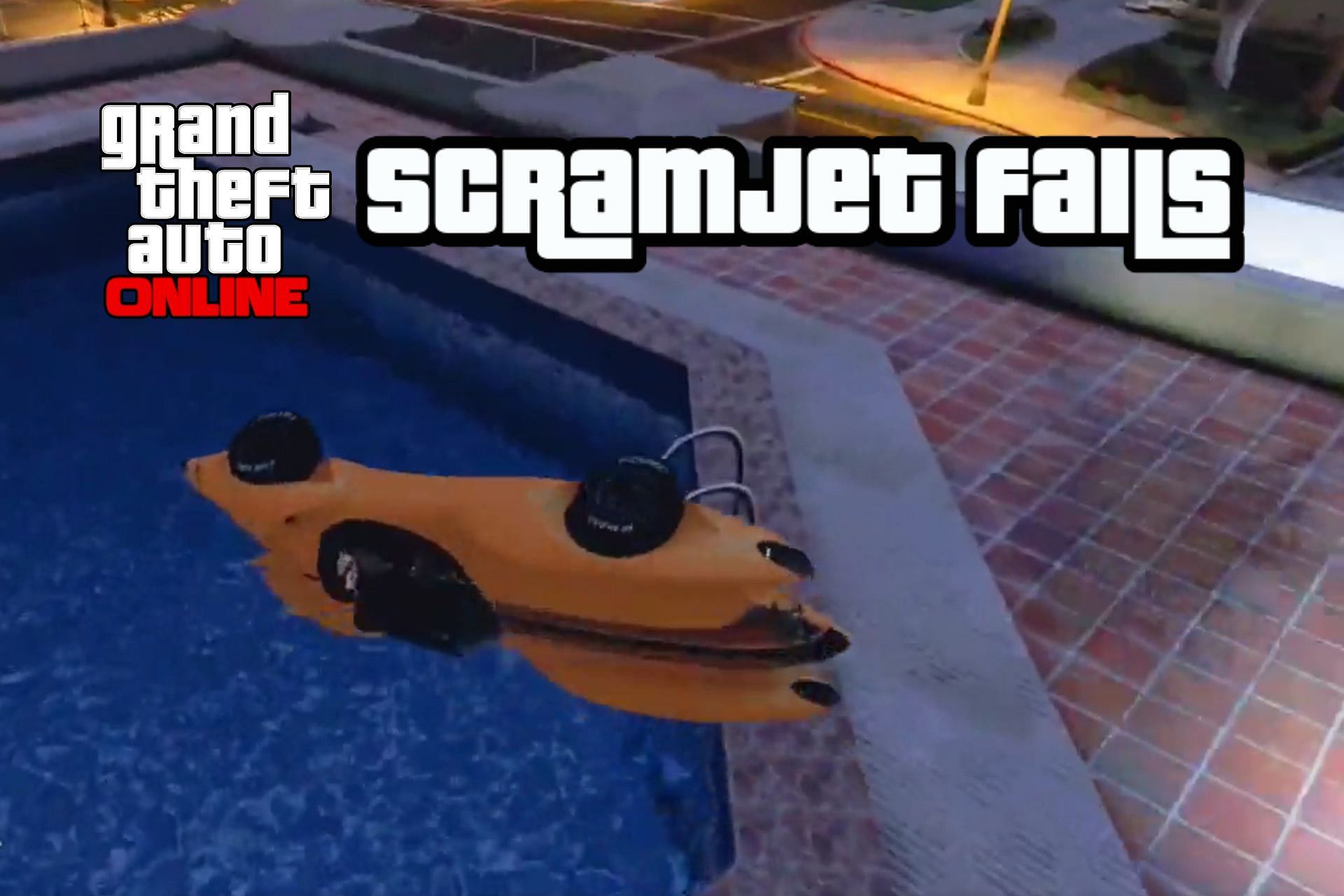 GTA Online player jumps between pools to save their Scramjet (Image via Reddit)