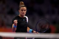 Maria Sakkari in action at the 2022 WTA Finals.