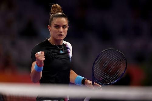 Maria Sakkari in action at the 2022 WTA Finals.