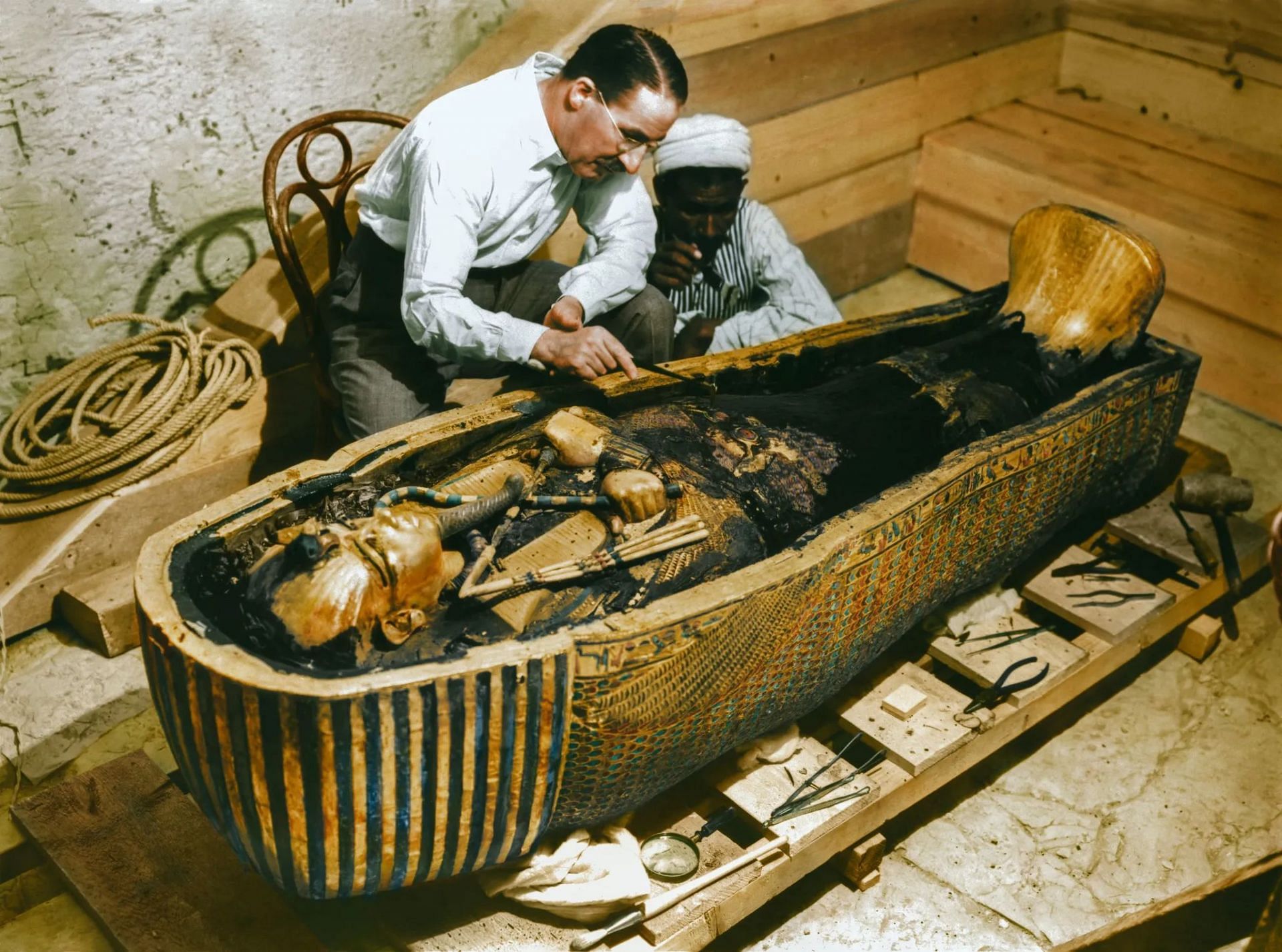 Harry Burton and Howard Carter at King Tut&#039;s tomb (image via Getty/Griffith Institute)