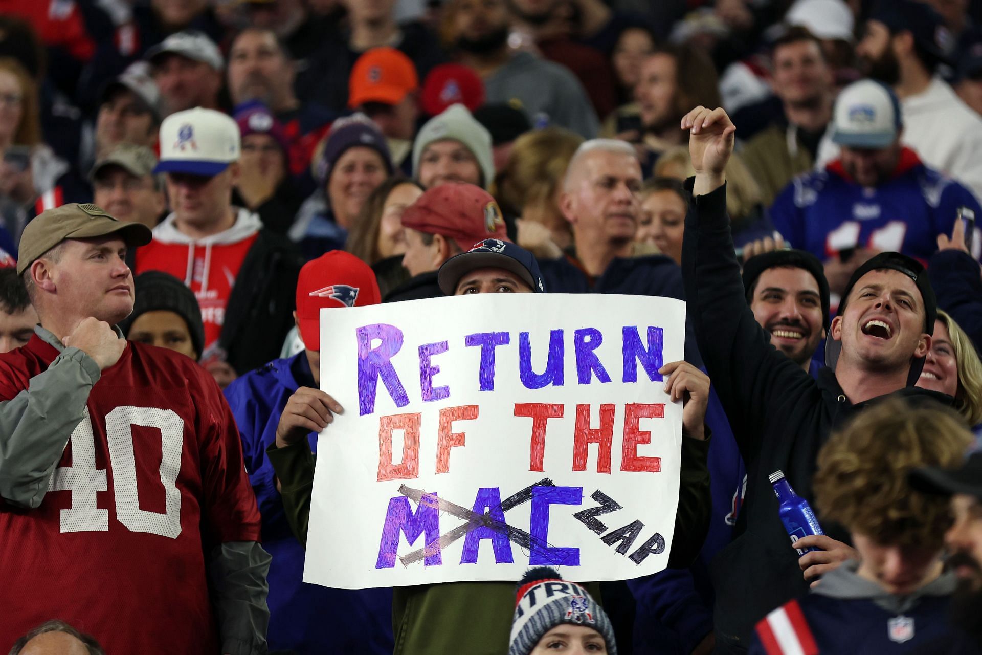Fans pressure for change during the game between Chicago and New England on Monday Night Football