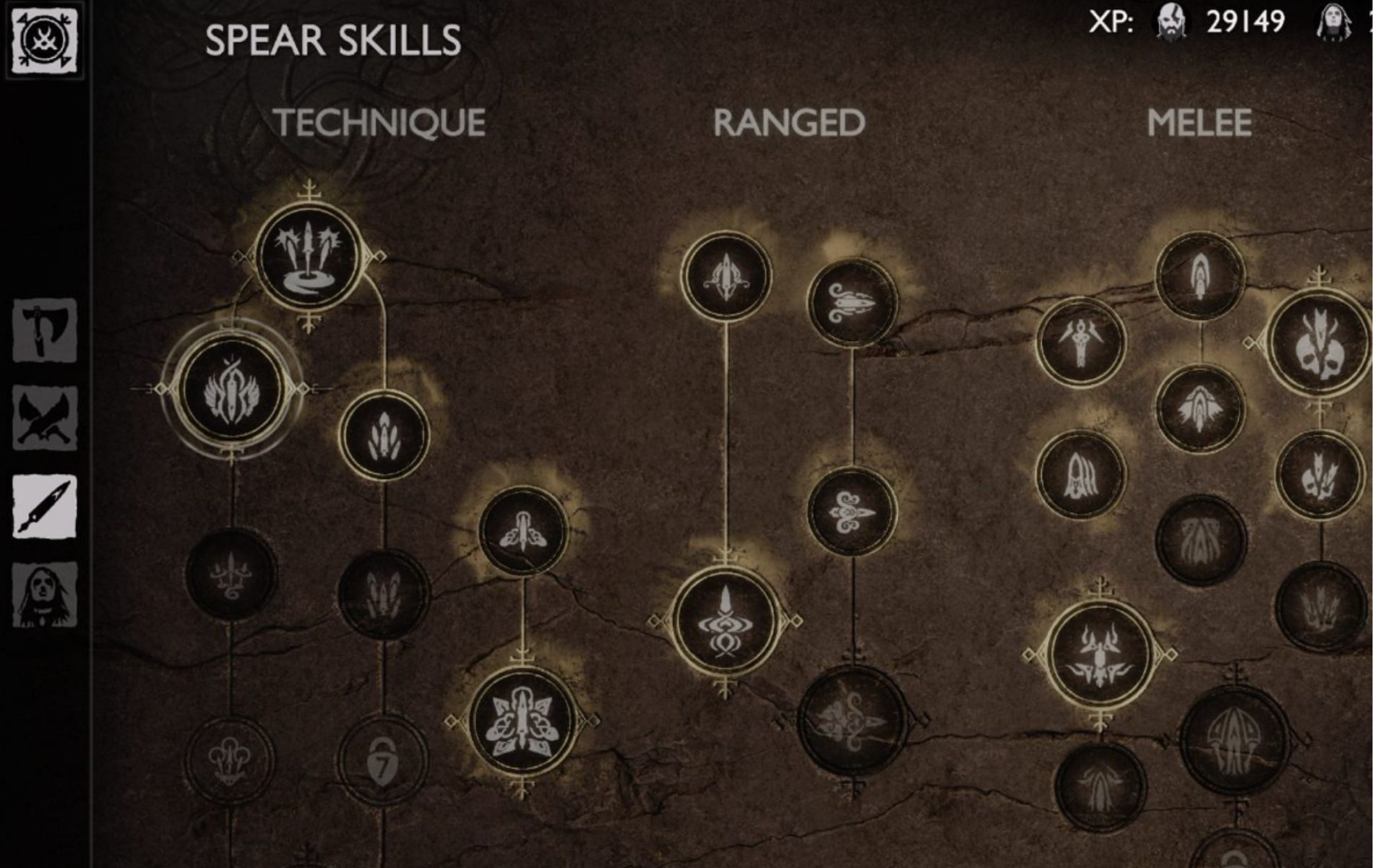 View of the Draupnir&rsquo;s Spear skill tree in God of War Ragnarok (Image via Santa Monica Studio)