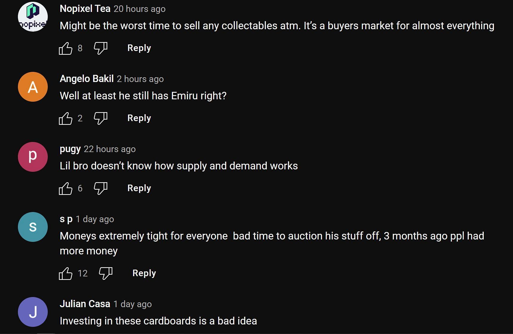 Fans in the YouTube comments section providing their take on the streamer losing more than $30,000 2/2 (Image via OTKlips/YouTube)