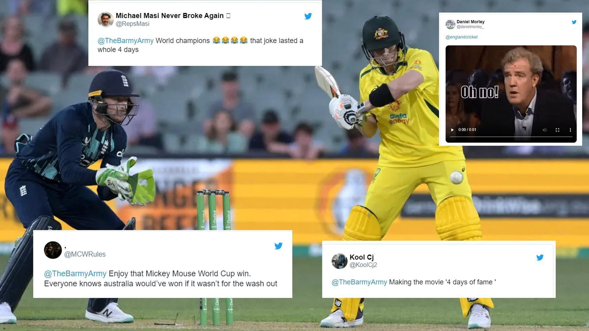 &quot;Karma hits back&quot; - Twitter reacts as England get humbled by Australia in the first ODI 