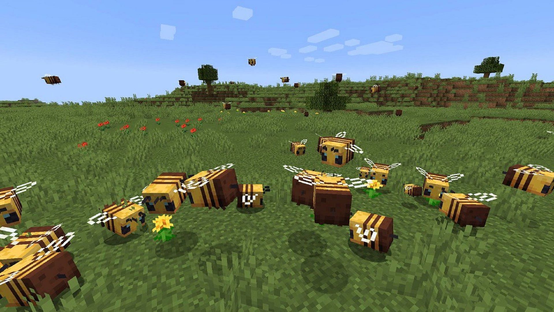 Bees have a neat capability to speed crop growth (Image via Mojang)