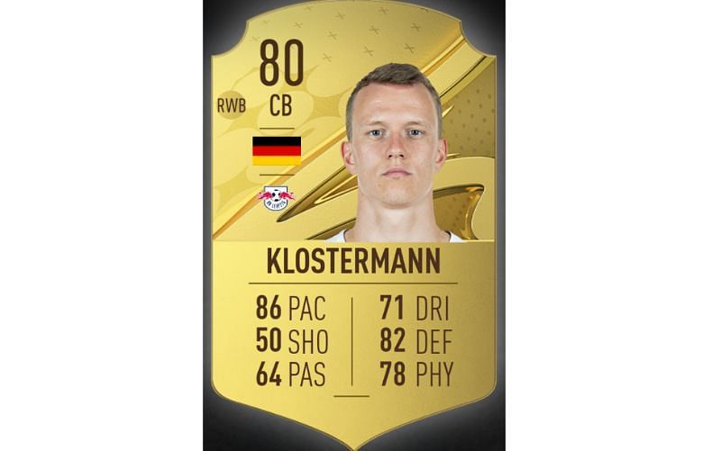 Klosterman&#039;s card rating in FIFA 23 (image via EA Sports)