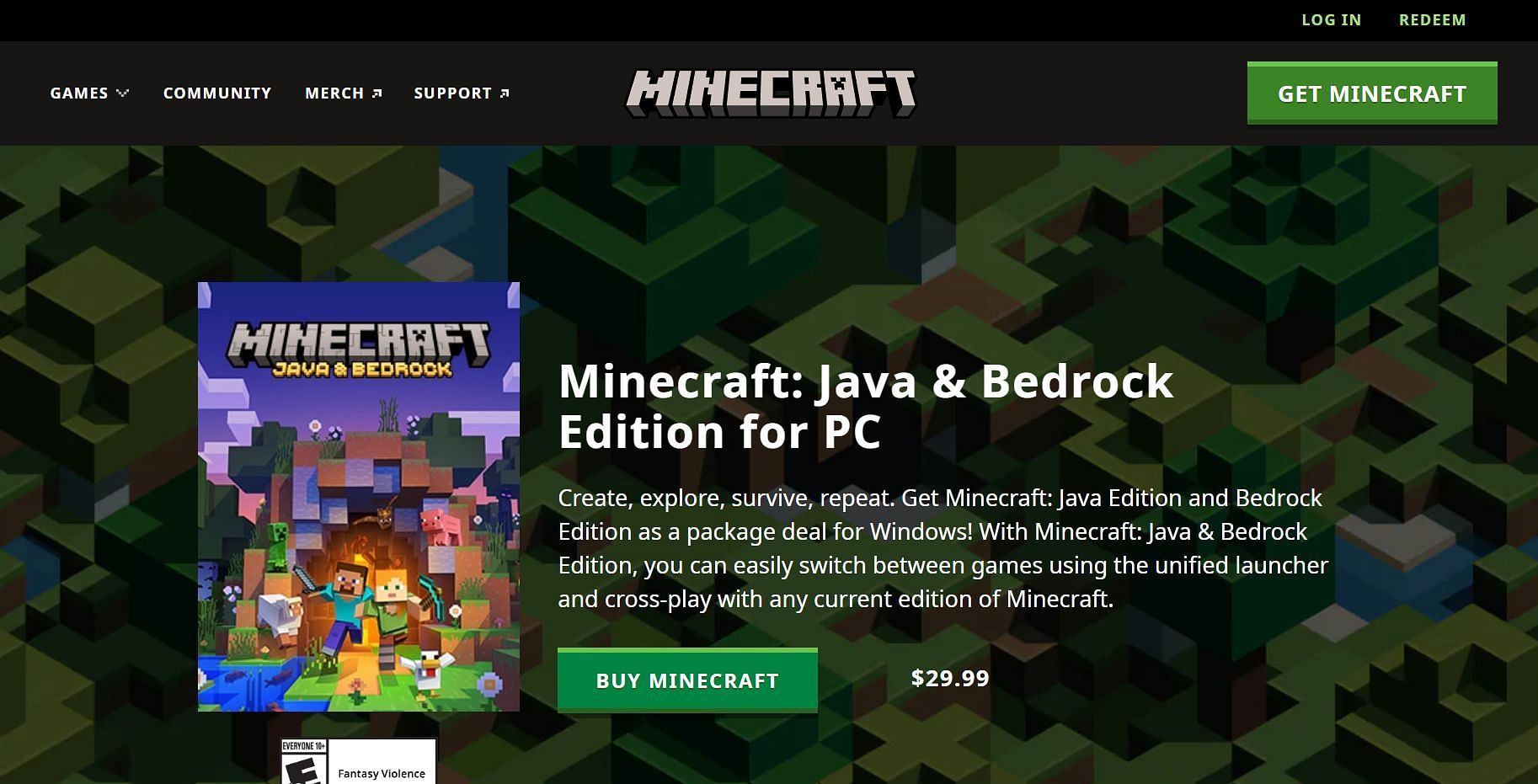 Now, you will have to tap on the &quot;Buy Minecraft&quot; button (Image via Mojang)