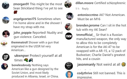 Fans comment on Sean Strickland's Instagram post. [via Instagram @strickland_mma_]