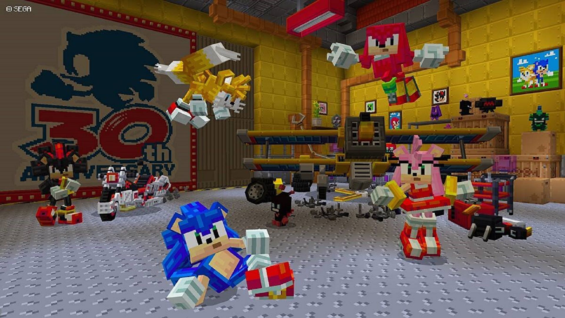 SonicCraft is a brand crossover between Minecraft and Sonic the Hedgehog that can be found on the marketplace (Image via Mojang/Sega)