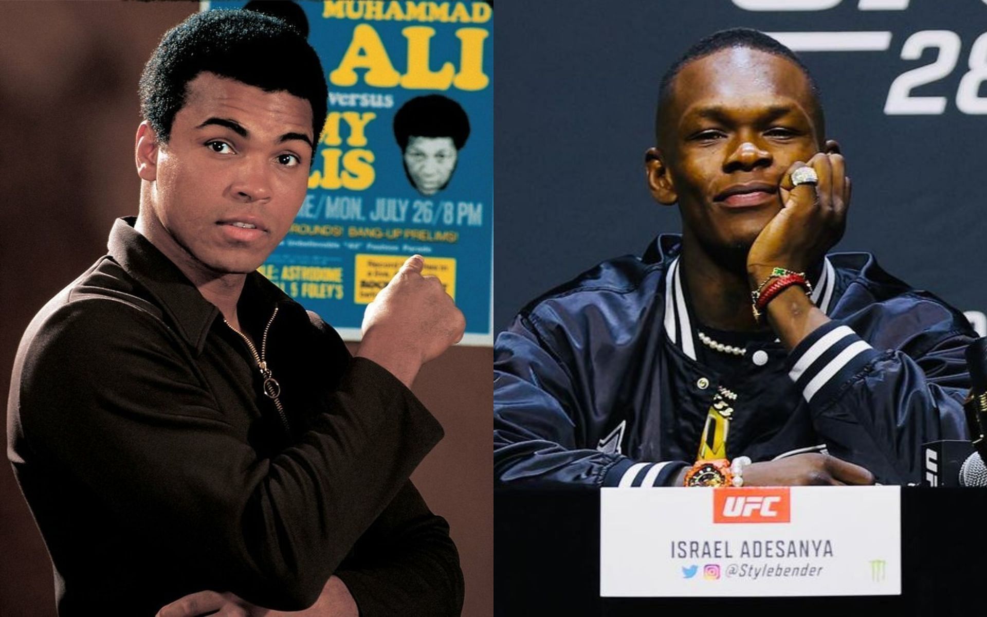 Muhammad Ali (Left) and Israel Adesanya (Right) [Images via: @muhammadali and @stylebender on Instagram]