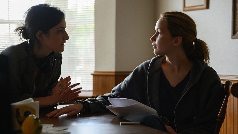 Lila Neugebauer discussing a scene with Jennifer Lawrence (Image via Apple.com)