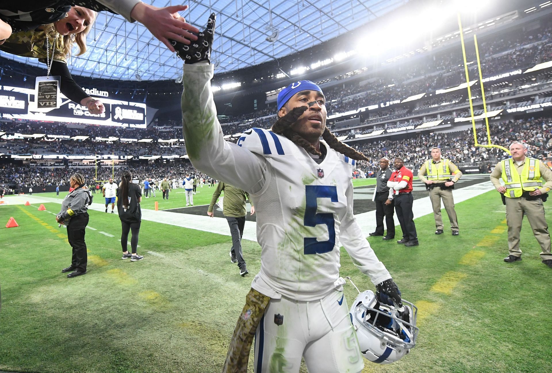 Stephon Gilmore of the Indianapolis Colts walks off the field after a win