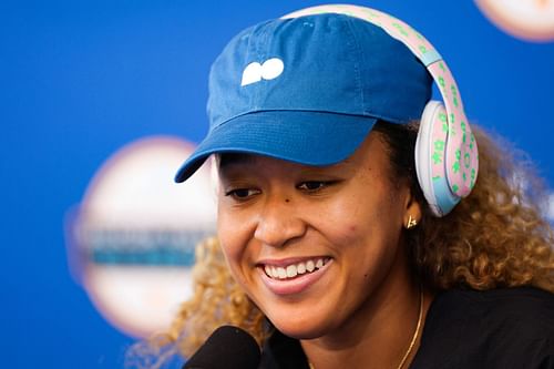 Naomi Osaka during a press conference at Mubadala Silicon Valley Classic.