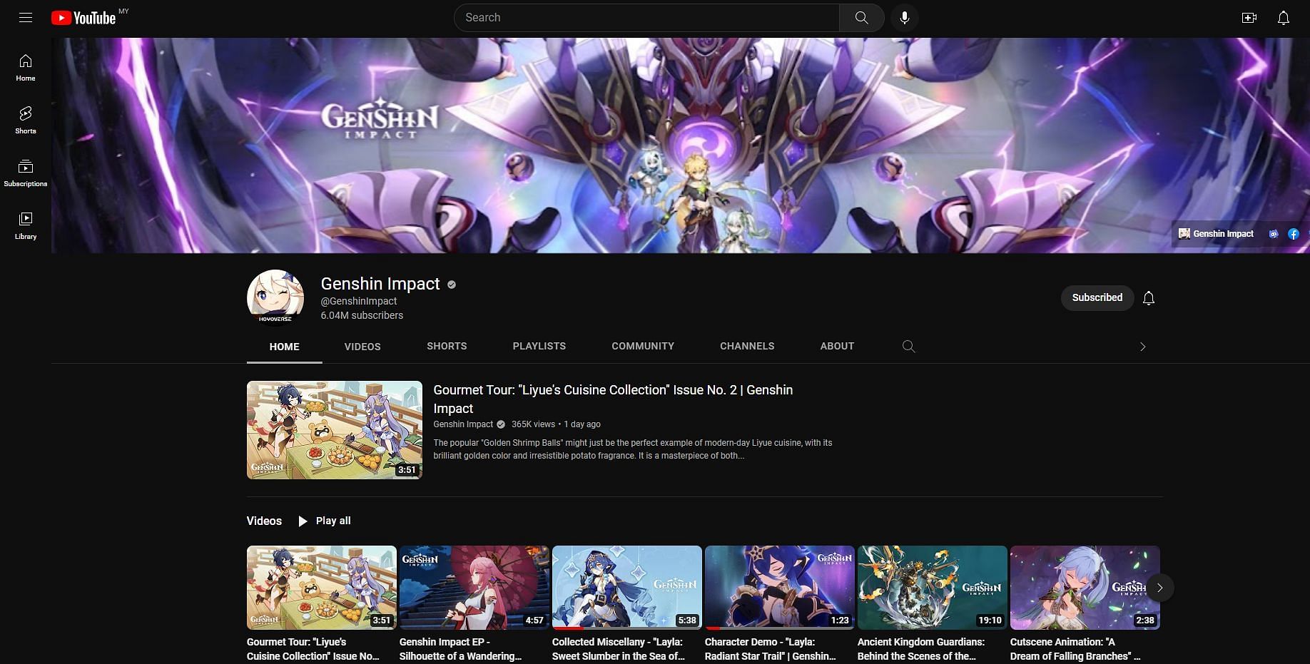 The official YouTube channel for the game (Image via YouTube)