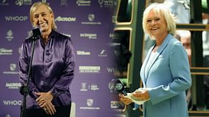 Martina Navratilova congratulates Sue Barker on her Lifetime Achievement Award at Action Women of the Year