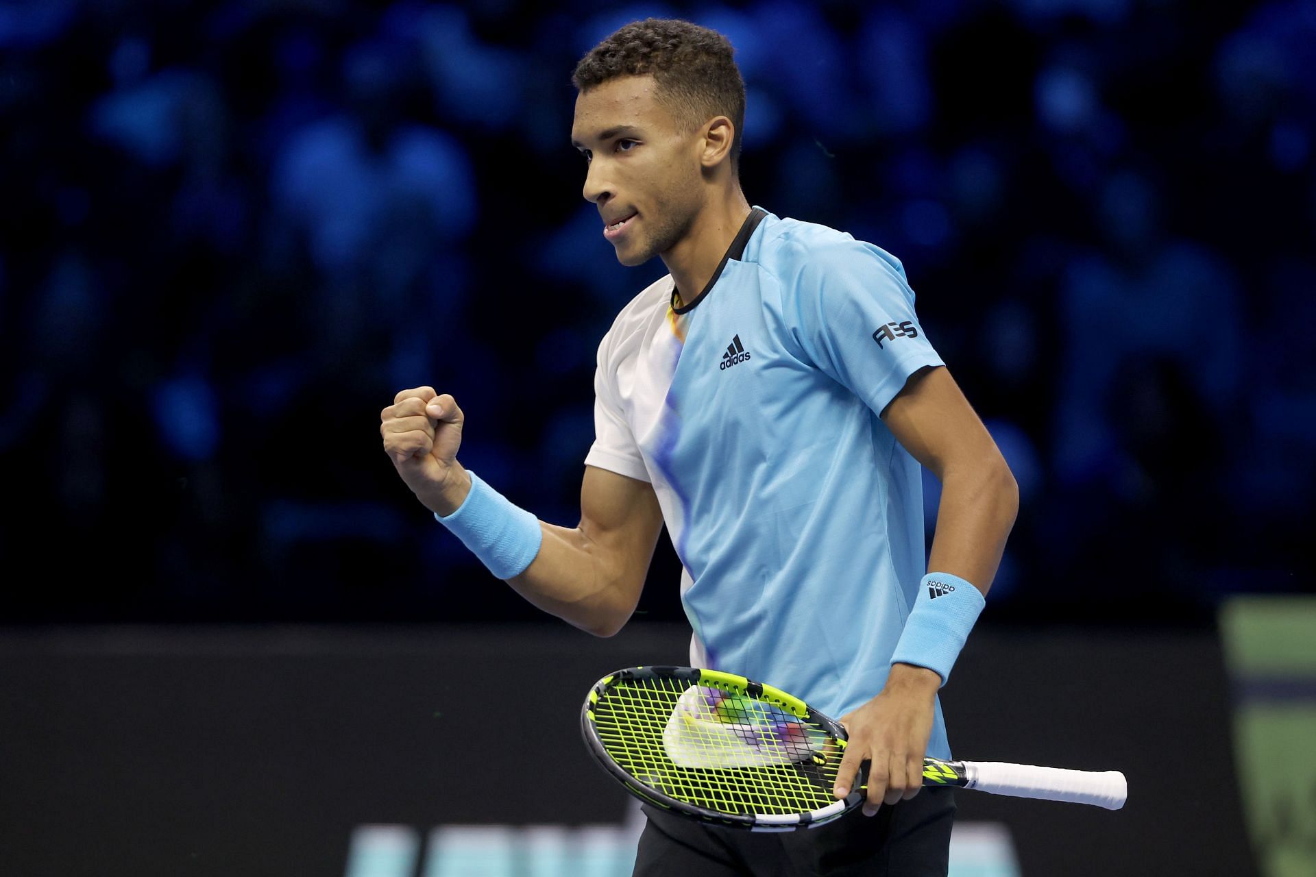 Felix Auger-Aliassime in action at the 2022 ATP Finals.